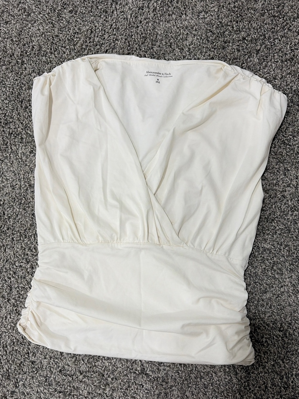 Abercrombie Cream V-Neck Ruched Waist Women's Top